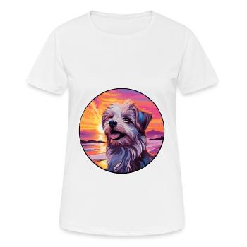 Berger des Pyrénées Race De Chien Coloré Cartoon Eau - T-shirt respirant Femme - blanc - Devant - AI Model Female 172 dark (172cm)