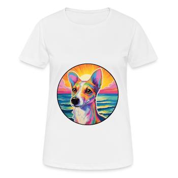 Portuguese Podengo Dog Breed Colorful Cartoon Wate - Women's Breathable T-Shirt - white - Front - AI Model Female 172 dark (172cm)