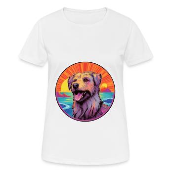 Chien de berger des Pyrénées race de chien coloré dessin animé eau - T-shirt respirant Femme - blanc - Devant - AI Model Female 172 dark (172cm)