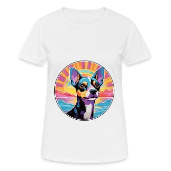 Rattenterrier Hunderasse bunte Karikatur Aquarell - Frauen T-Shirt atmungsaktiv - Weiß - Vorne - AI Model Female 172 dark (172cm)