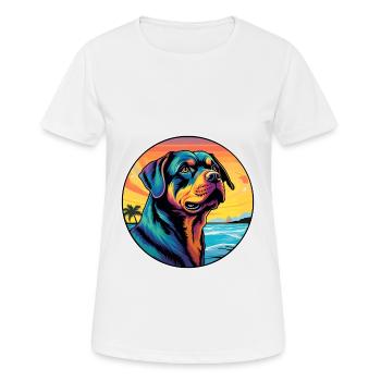 Rottweiler chien race coloré dessin animé aquarelle - T-shirt respirant Femme - blanc - Devant - AI Model Female 172 dark (172cm)