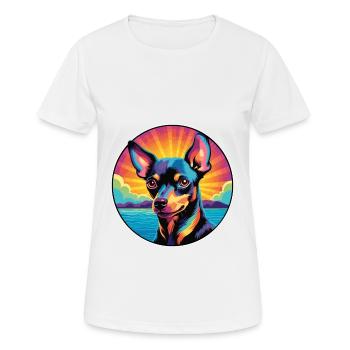 Russe Toy Terrier Chien Race Coloré Cartoon Wat - T-shirt respirant Femme - blanc - Devant - AI Model Female 172 dark (172cm)