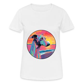 Rampur Greyhound Chien Race Coloré Cartoon Waterc - T-shirt respirant Femme - blanc - Devant - AI Model Female 172 dark (172cm)