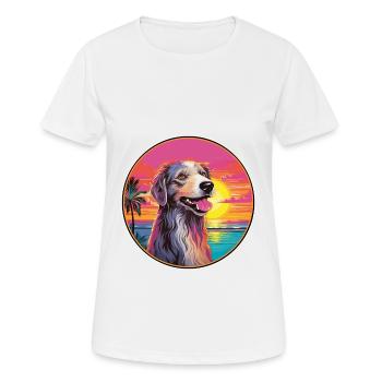 Chien de chasse russe race coloré dessin animé eau - T-shirt respirant Femme - blanc - Devant - AI Model Female 172 dark (172cm)