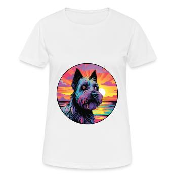 Scottish Terrier Dog Breed Colorful Cartoon Waterc - Women's Breathable T-Shirt - white - Front - AI Model Female 172 dark (172cm)
