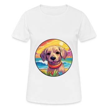 Seskar phoque chien race coloré dessin animé aquarelle - T-shirt respirant Femme - blanc - Devant - AI Model Female 172 dark (172cm)