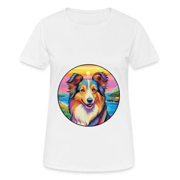 Sheltie Dog Breed Colorful Cartoon Watercolor - Women's Breathable T-Shirt - white - Front - AI Model Female 172 dark (172cm)