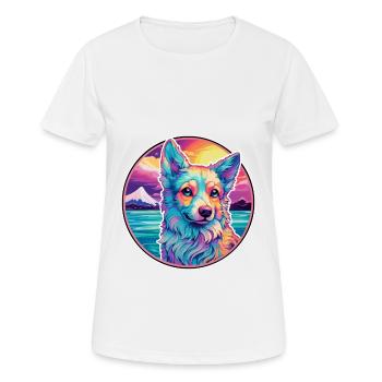 Shikoku Dog Breed Colorful Cartoon Watercolor - Women's Breathable T-Shirt - white - Front - AI Model Female 172 dark (172cm)