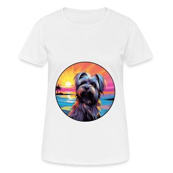Skye Terrier chien race coloré dessin animé aquarelle - T-shirt respirant Femme - blanc - Devant - AI Model Female 172 dark (172cm)
