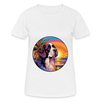 Saint Bernard chien race coloré dessin animé Watercolo - T-shirt respirant Femme - blanc - Devant - AI Model Female 172 dark (172cm)