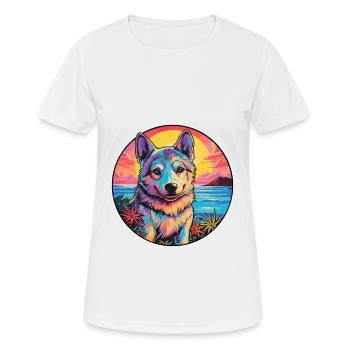 Tamaskan Dog Breed Colorful Cartoon Watercolor - Women's Breathable T-Shirt - white - Front - AI Model Female 172 dark (172cm)