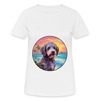 Spanischer Wasserhund Rasse Bunte Karikatur Watercolo - Frauen T-Shirt atmungsaktiv - Weiß - Vorne - AI Model Female 172 dark (172cm)