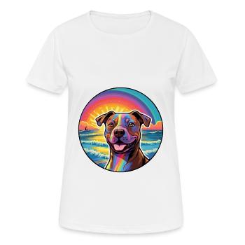 Staffordshire Bullterrier Hunderasse Bunter Wagen - Frauen T-Shirt atmungsaktiv - Weiß - Vorne - AI Model Female 172 dark (172cm)