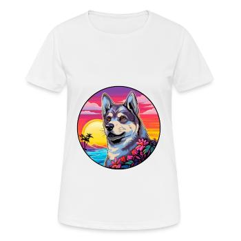 Schwedischer Elchhund Hunderasse Bunte Karikatur Wasserc - Frauen T-Shirt atmungsaktiv - Weiß - Vorne - AI Model Female 172 dark (172cm)