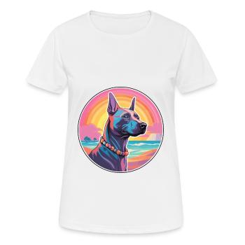 Thailändische Ridgeback-Hunderasse Bunte Karikatur Watercol - Frauen T-Shirt atmungsaktiv - Weiß - Vorne - AI Model Female 172 dark (172cm)