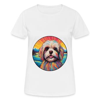 Tibetische Kyi Apso Hunderasse Bunte Karikatur Wasserc - Frauen T-Shirt atmungsaktiv - Weiß - Vorne - AI Model Female 172 dark (172cm)
