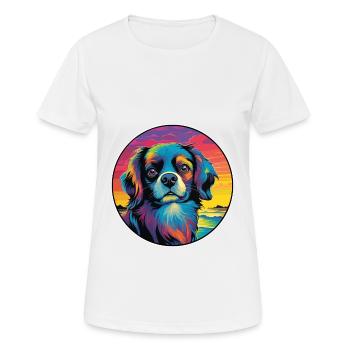 Épagneul tibétain race de chien coloré dessin animé Waterco - T-shirt respirant Femme - blanc - Devant - AI Model Female 172 dark (172cm)