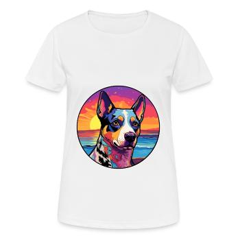 St Miguel Cattle Dog Breed Colorful Cartoon Waterc - Women's Breathable T-Shirt - white - Front - AI Model Female 172 dark (172cm)