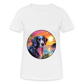 Stabyhoun chien race coloré dessin animé aquarelle - T-shirt respirant Femme - blanc - Devant - AI Model Female 172 dark (172cm)