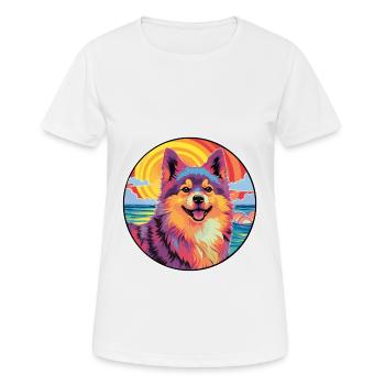 Schwedische lappländische Hunderasse bunte Karikatur Wasserc - Frauen T-Shirt atmungsaktiv - Weiß - Vorne - AI Model Female 172 dark (172cm)