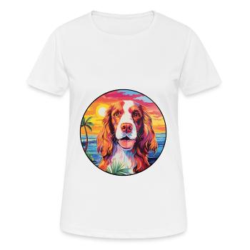 Welsh Springer Spaniel Dog Breed Colorful Cartoon - Women's Breathable T-Shirt - white - Front - AI Model Female 172 dark (172cm)