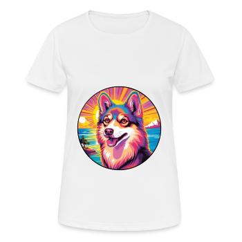 Westsibirische Laika-Hunderasse Bunte Karikatur Wat - Frauen T-Shirt atmungsaktiv - Weiß - Vorne - AI Model Female 172 dark (172cm)