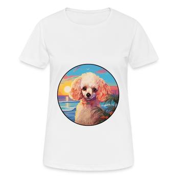 Toy Poodle Dog Breed Colorful Cartoon Watercolor - Women's Breathable T-Shirt - white - Front - AI Model Female 172 dark (172cm)