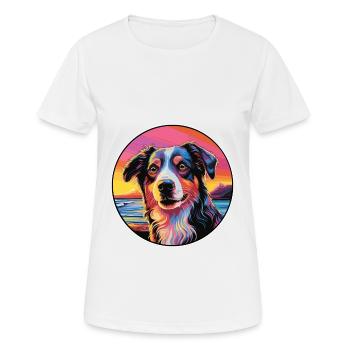Chien de berger gallois race de chien coloré dessin animé Watercol - T-shirt respirant Femme - blanc - Devant - AI Model Female 172 dark (172cm)