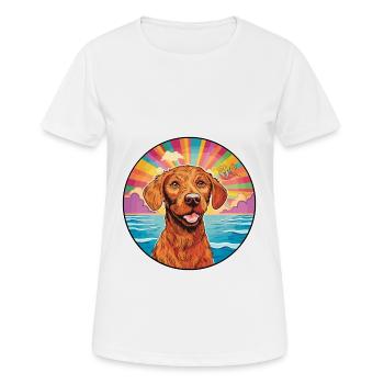Vizsla à poil dur race de chien coloré dessin animé eau - T-shirt respirant Femme - blanc - Devant - AI Model Female 172 dark (172cm)