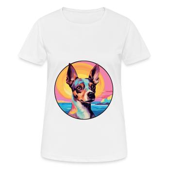Spielzeug Foxterrier Hunderasse Bunte Karikatur Waterco - Frauen T-Shirt atmungsaktiv - Weiß - Vorne - AI Model Female 172 dark (172cm)