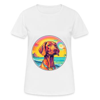 Vizsla Dog Breed Colorful Cartoon Watercolor - Women's Breathable T-Shirt - white - Front - AI Model Female 172 dark (172cm)