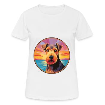 Welsh Terrier Chien Race Coloré Cartoon Watercolo - T-shirt respirant Femme - blanc - Devant - AI Model Female 172 dark (172cm)