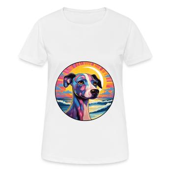 Whippet Hund Rasse bunte Karikatur Aquarell - Frauen T-Shirt atmungsaktiv - Weiß - Vorne - AI Model Female 172 dark (172cm)