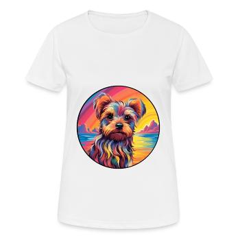 Yorkshire Terrier Dog Breed Colorful Cartoon Water - Women's Breathable T-Shirt - white - Front - AI Model Female 172 dark (172cm)