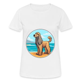 Afghan Hound Dog Breed Cartoon Kawaii Clipart Dog - Women's Breathable T-Shirt - white - Front - AI Model Female 172 dark (172cm)