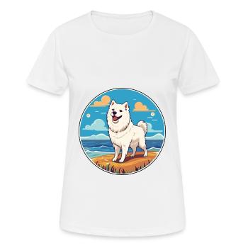 Américain Esquimau chien race Cartoon Kawaii Clipart - T-shirt respirant Femme - blanc - Devant - AI Model Female 172 dark (172cm)