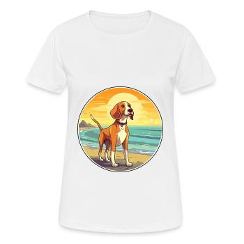 American Foxhound chien race Cartoon Kawaii Clipart - T-shirt respirant Femme - blanc - Devant - AI Model Female 172 dark (172cm)
