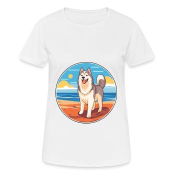 Alaskan Malamute Hund Rasse Cartoon Kawaii Clipart - Frauen T-Shirt atmungsaktiv - Weiß - Vorne - AI Model Female 172 dark (172cm)