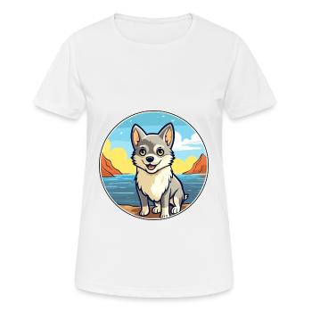 Alaska Klee Kai chien race Cartoon Kawaii Clipart - T-shirt respirant Femme - blanc - Devant - AI Model Female 172 dark (172cm)