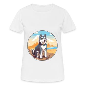 Alaskan Husky Hund Rasse Cartoon Kawaii Clipart Hund - Frauen T-Shirt atmungsaktiv - Weiß - Vorne - AI Model Female 172 dark (172cm)