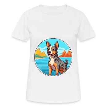 Australian Cattle Dog Breed Cartoon Kawaii Clipart - Women's Breathable T-Shirt - white - Front - AI Model Female 172 dark (172cm)