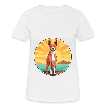 Basenji Dog Breed Cartoon Kawaii Clipart Dog Pet - Women's Breathable T-Shirt - white - Front - AI Model Female 172 dark (172cm)