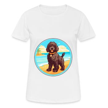 Barbet Dog Breed Cartoon Kawaii Clipart Watercolor - Women's Breathable T-Shirt - white - Front - AI Model Female 172 dark (172cm)