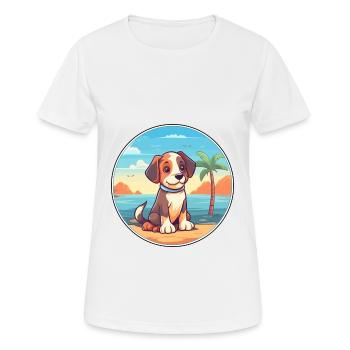 Aidi chien race dessin animé Kawaii Clipart aquarelle - T-shirt respirant Femme - blanc - Devant - AI Model Female 172 dark (172cm)