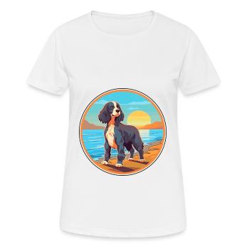 Alpine Spaniel Dog Breed Cartoon Kawaii Clipart - Women's Breathable T-Shirt - white - Front - AI Model Female 172 dark (172cm)
