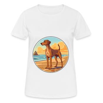 Chien de chasse andalou race de chien Cartoon Kawaii Clipart - T-shirt respirant Femme - blanc - Devant - AI Model Female 172 dark (172cm)
