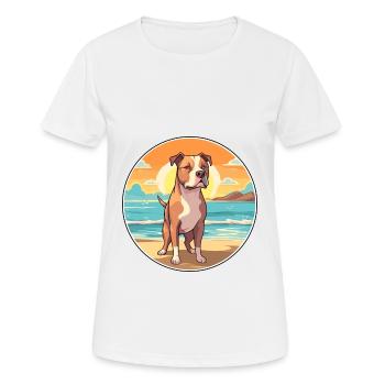 American Pitbull Terrier Dog Breed Cartoon Kawaii - Women's Breathable T-Shirt - white - Front - AI Model Female 172 dark (172cm)