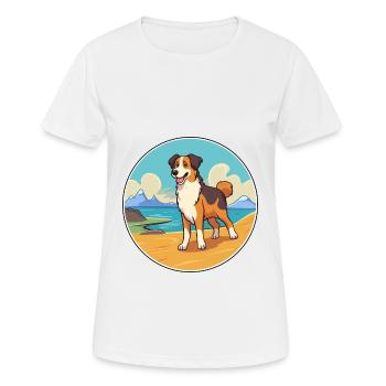 Basque Shepherd Dog Breed Cartoon Kawaii Clipart - Women's Breathable T-Shirt - white - Front - AI Model Female 172 dark (172cm)