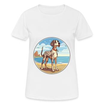 Amerikanischer Leopardenhund Hunderasse Cartoon Kawaii - Frauen T-Shirt atmungsaktiv - Weiß - Vorne - AI Model Female 172 dark (172cm)