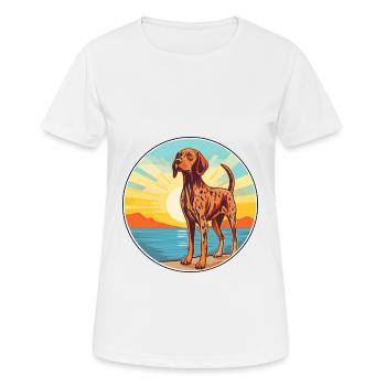 Auvergne Pointing Dog Breed Cartoon Kawaii Clipart - Women's Breathable T-Shirt - white - Front - AI Model Female 172 dark (172cm)